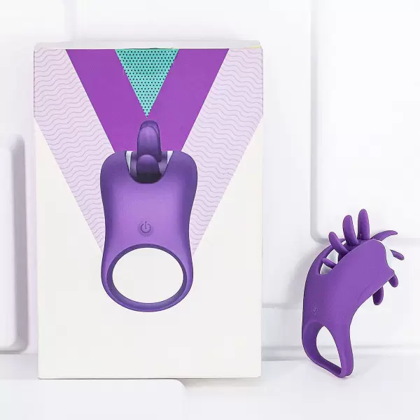 Vòng đeo dương vật lưỡi xoay CHI rung 10 chế độ