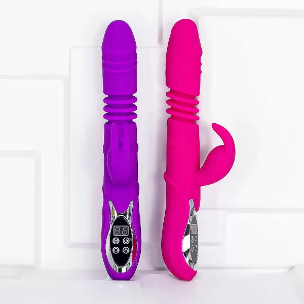 Dương vật giả rung thụt, phát nhiệt Rabbit Vibrator màn hình LCD