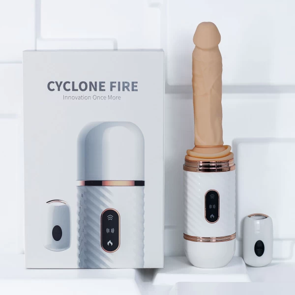 Dương vật giả có đế Cyclone Fire rung thụt, phát nhiệt điều khiển từ xa
