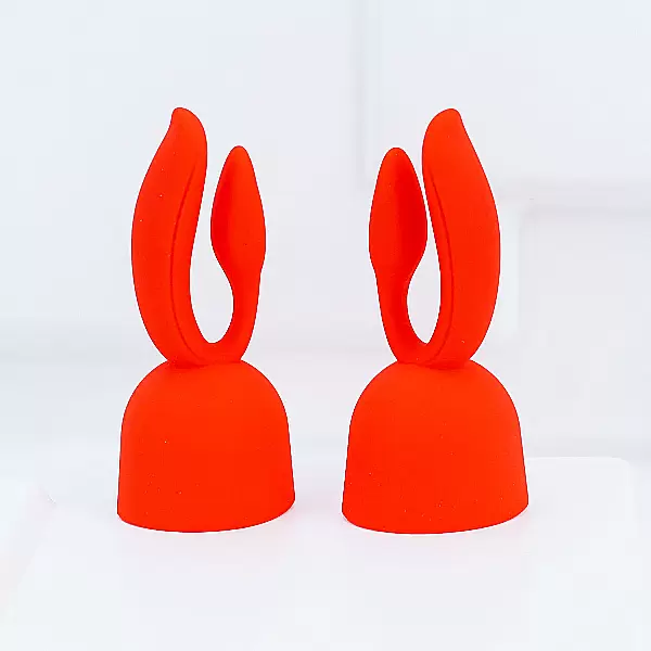 Đầu phụ máy massage 2 nhánh tai thỏ màu đỏ