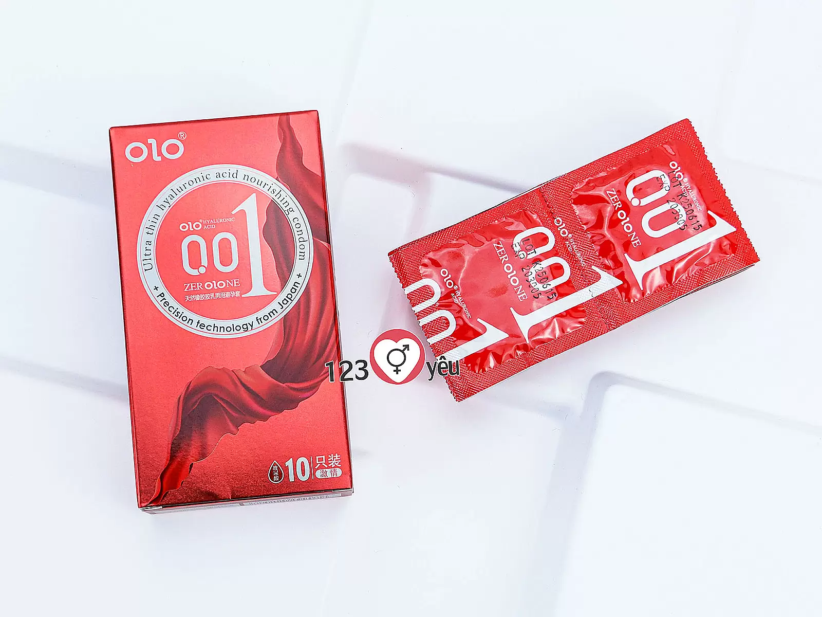 Bao cao su OLO Thin 001 Square Red gai nổi đặc biệt, siêu mỏng
