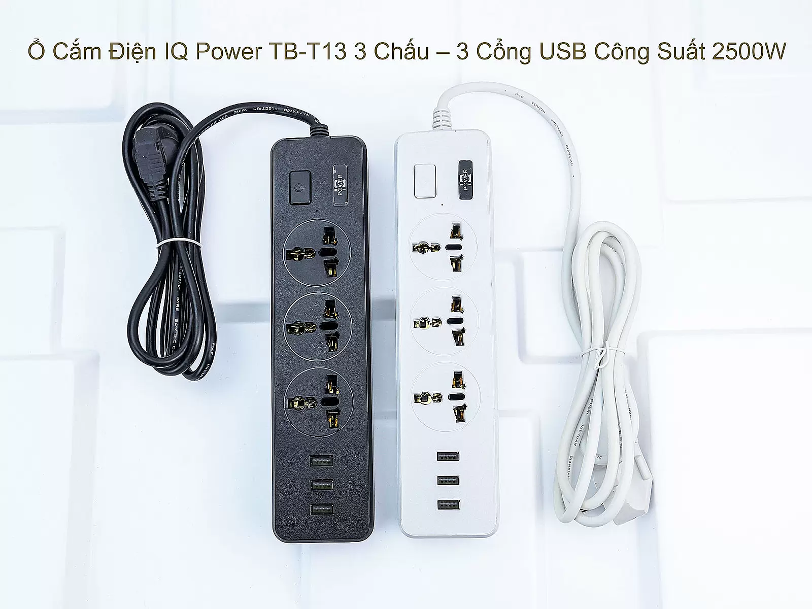 Ổ Cắm Điện IQ Power TB-T13 3 Chấu – 3 Cổng USB Công Suất 2500W