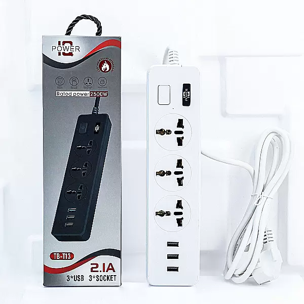 Ổ Cắm Điện IQ Power TB-T13 3 Chấu – 3 Cổng USB Công Suất 2500W