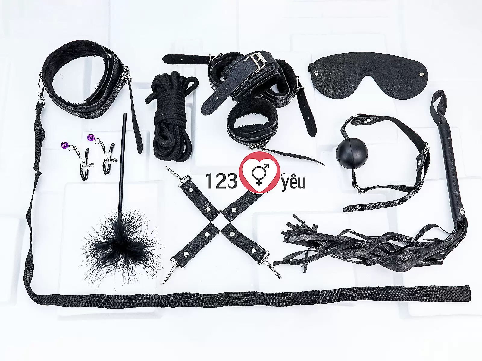 Bộ đồ chơi bạo dâm 10 món màu đen - hồng gợi cảm