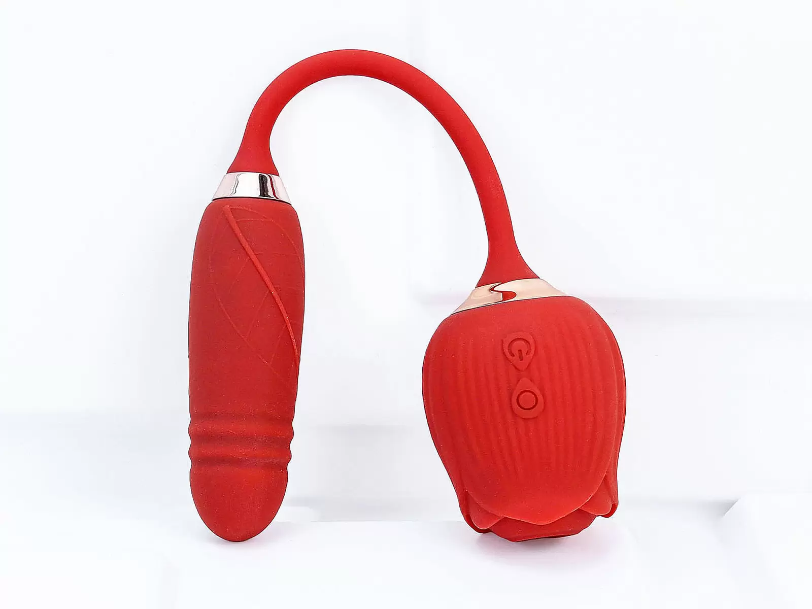 Trứng rung hoa hồng hai đầu lưỡi đánh và trứng rung thụt pin sạc