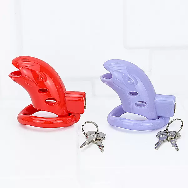 Khóa dương vật nhựa đỏ có chìa khóa phụ kiện sextoy nam tăng cảm giác kiểm soát