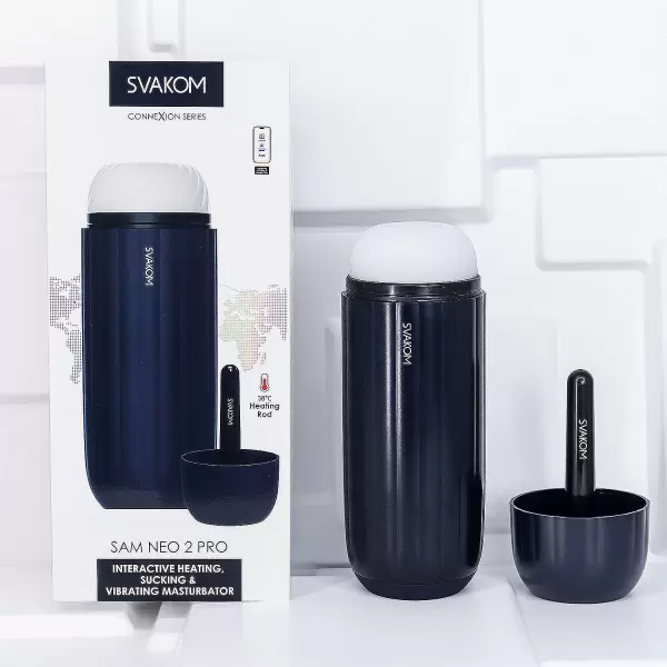Máy thủ dâm âm đạo giả tự động Svakom Sam Neo 2 Pro phát nhiệt kết nối điều khiển toàn cầu