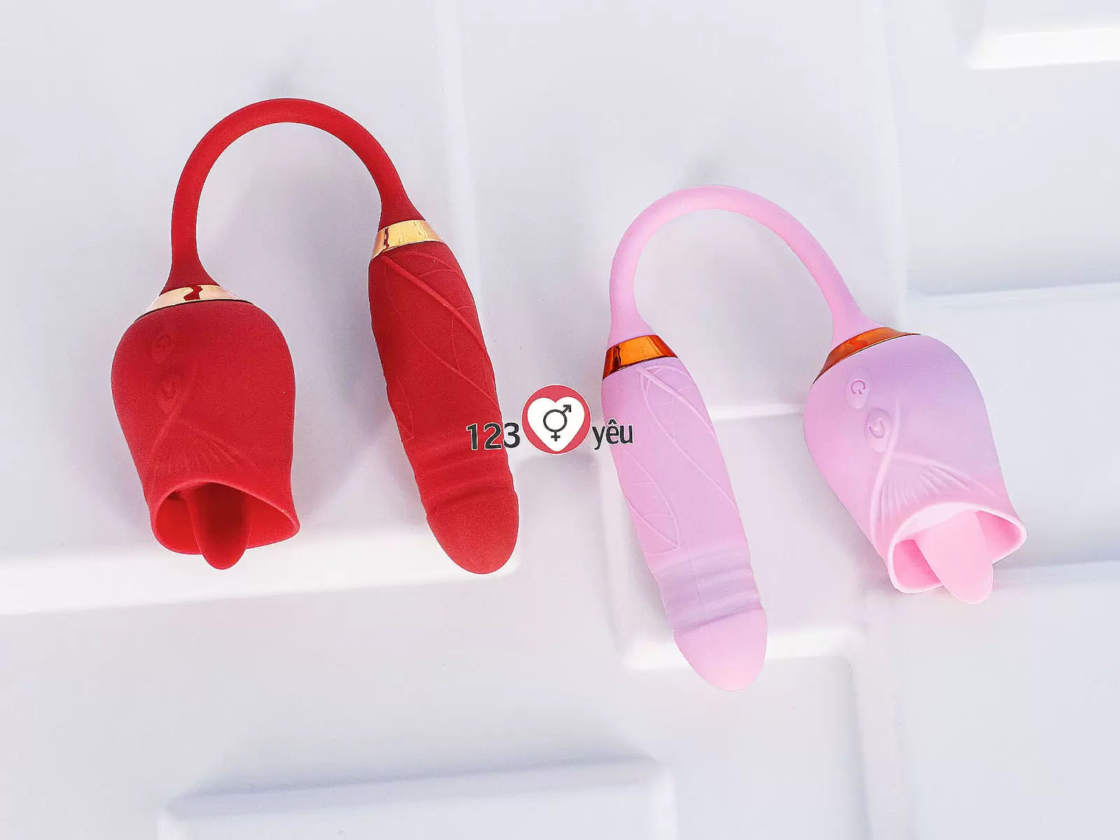 Trứng rung tình yêu hoa hồng hai đầu rung lưỡi liếm