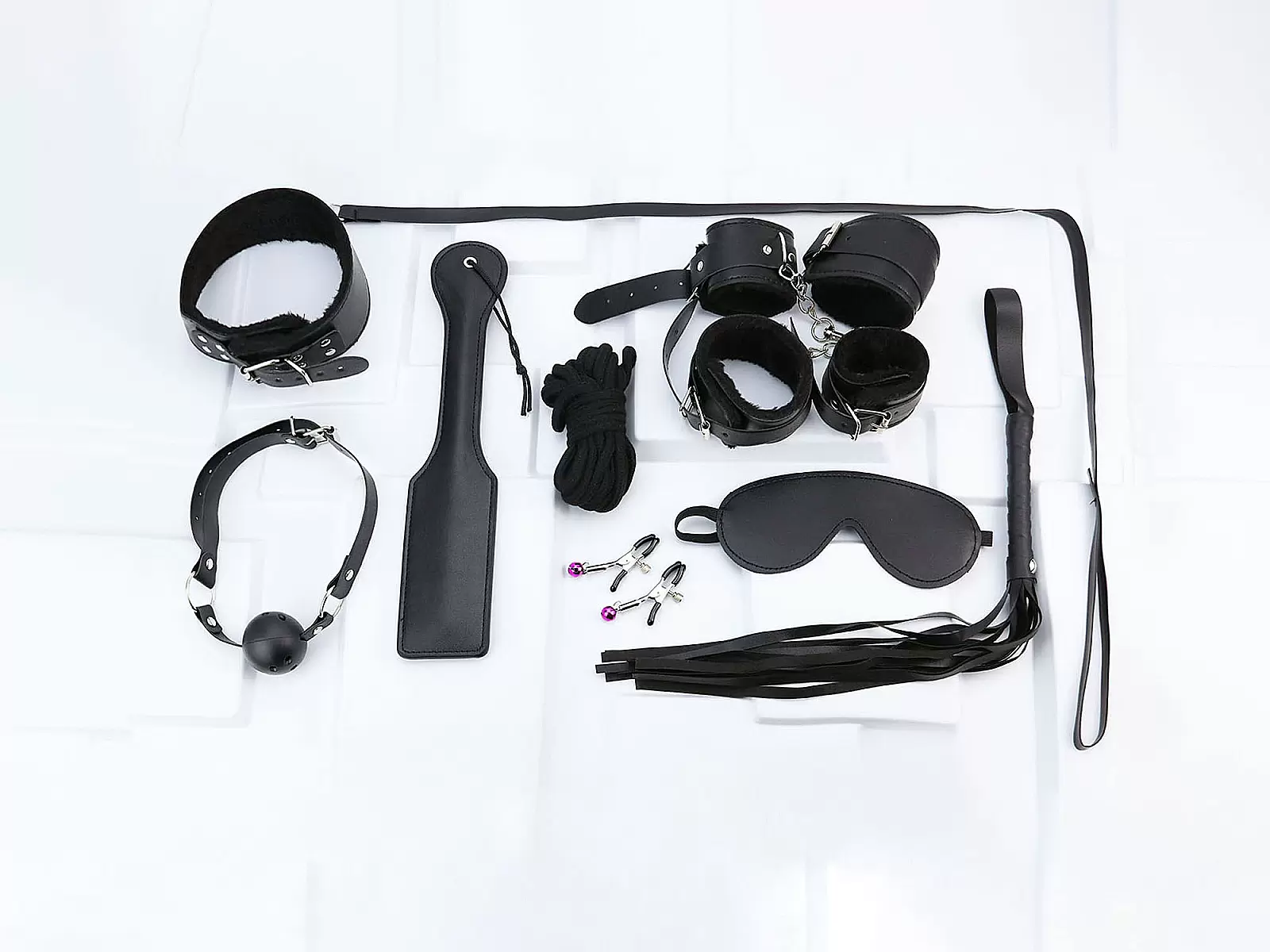 Đồ chơi bạo dâm da đen 9 món bộ phụ kiện quyến rũ cho cặp đôi thích cảm giác mạnh