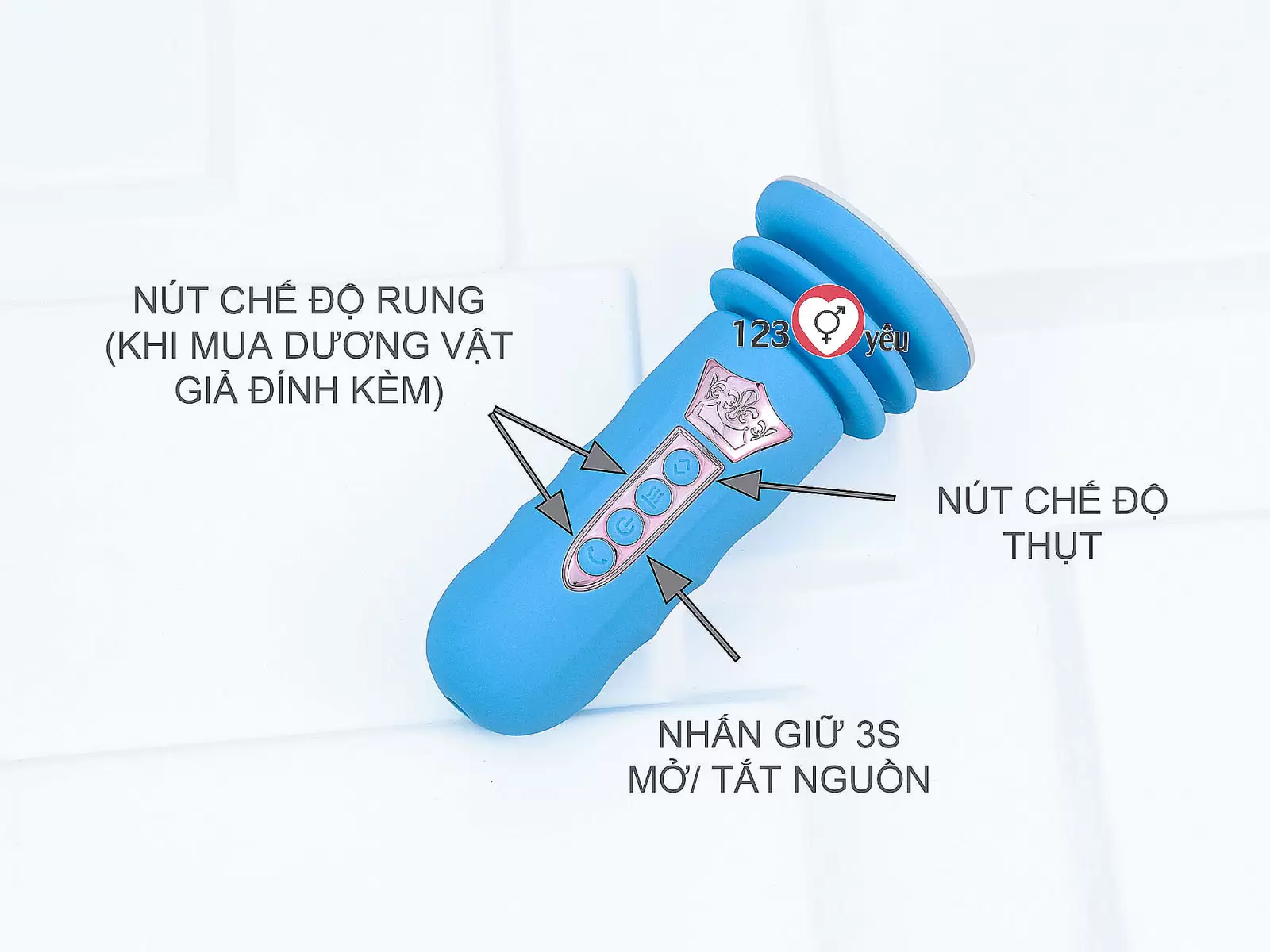 Đế gắn dương vật có đế rung thụt pin sạc (không bao gồm dương vật giả)