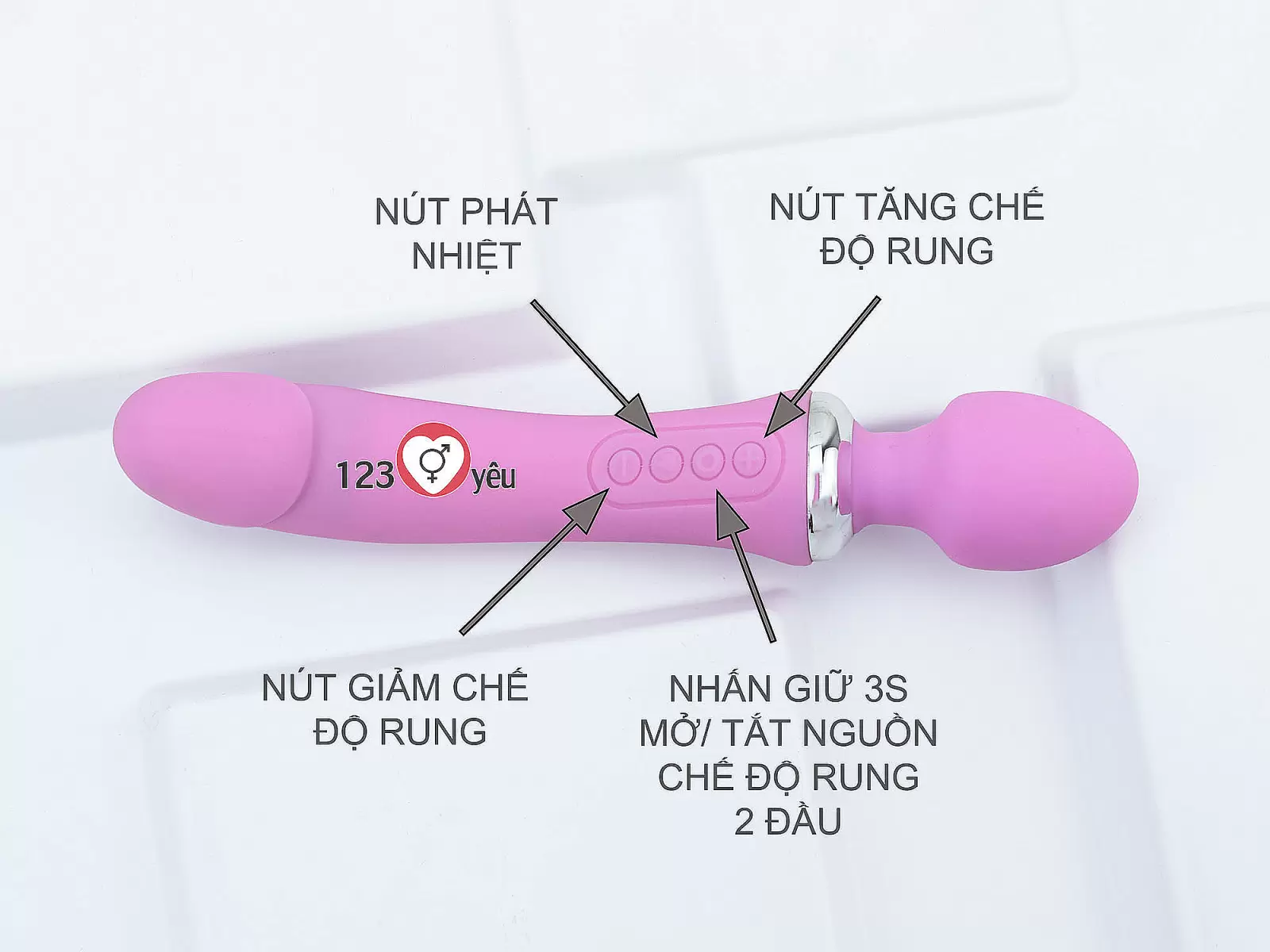 Máy mát xa điểm G phát nhiệt, rung 2 đầu Double End pin sạc